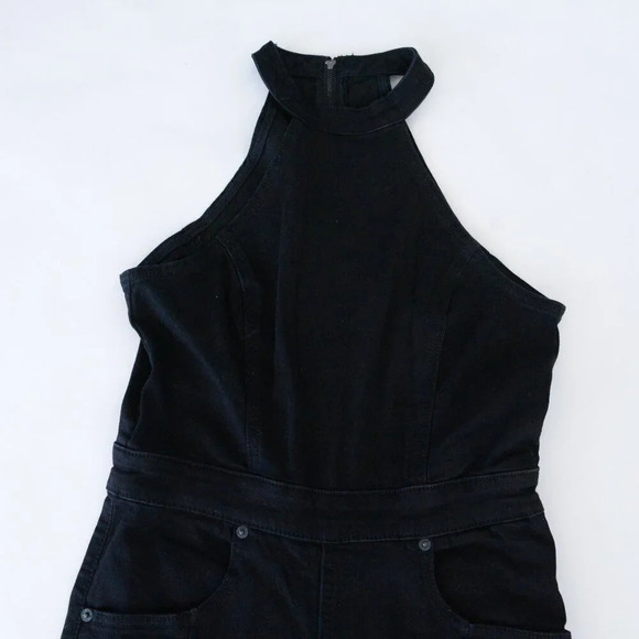 Free People We The Free Black Bib Overalls 100% Cotton 8 - Picture 10 of 13
